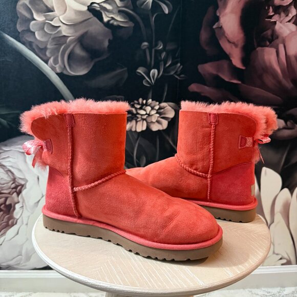 UGG Mini Bailey Bow II Boots in Coral Pink - Picture 4 of 5